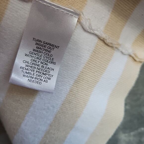 Designers Original Women's Lg  cotton nylon Beige White Top  Stripe - Picture 5 of 8